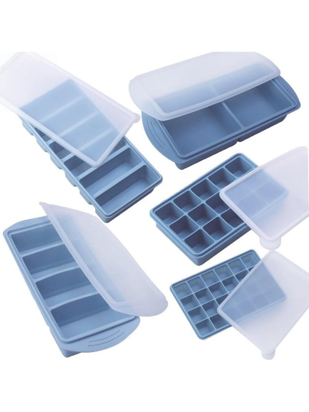 Silicone Freezer Molds Set - Meal Prep Trays with Lids, 5 Pack Kitchen